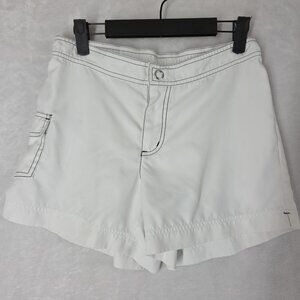 Catalina Women's Beach Shorts Size S (4-6) White Snap With Pocket Relaxed Vaca